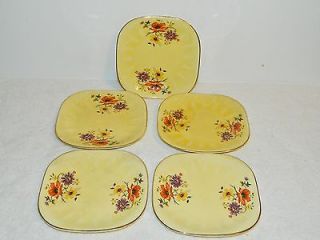 Limoges China Sebring OH 5 Bread Plates Golden Glow Yellow Floral 6 1