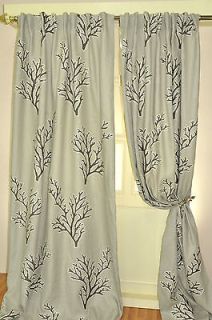 Beige Linen Crewel Embroidered/lined/3in1 Curtains/drapes
