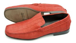 New DONALD PLINER Daryl Tomato Gator Suede Loafers Shoes 8 $300