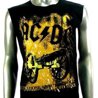Sz L AC/DC Angus Young Sleeveless T Shirt Tank Top Biker Heavy Metal