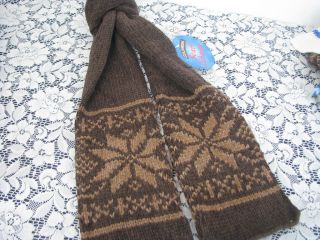 New,Soft Scarf, ,Brown Solid and snowflake design ADULT
