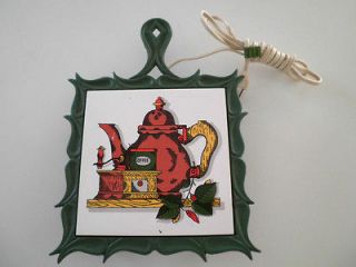 Vintage Cast Iron Ceramic Electric Warming Trivet Coffee Pot and