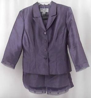 Womens Jessica Howard 2 Piece Skirt Jacket Purple Set Outfit Sequins