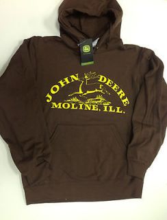 NEW John Deere Dark Brown Hoodie Vintage Logo Sweatshirt S M L XL 2X
