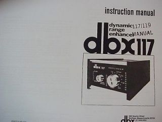 dbx 117 & 119 DYNAMIC EXPANDER INSTRUCTION MANUAL 17 Pg