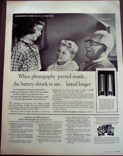 1954 original vintage Ad KODAK National Carbon Cos hearing aid