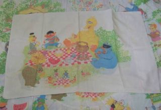 Vintage Sesame Street Character Twin Fitted Sheet Pillow Case Muppets