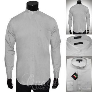 Daniel Ellissa Nehru Collar Dress Shirt 16.5 34/35 Silver Gray Lt
