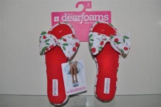 Dearfoam Slippers Big Bow Open Toe Cherry NWT Womens Multiple Sizes