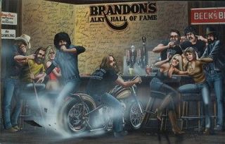David Mann Art Poster Brandon’s Alky Hall of Fame Print Motorcycle