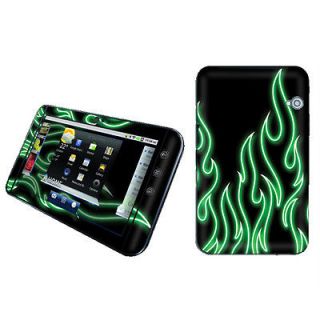 Green Neon Flames Vinyl Case Decal Skin To Cover Dell Streak 7 Tablet