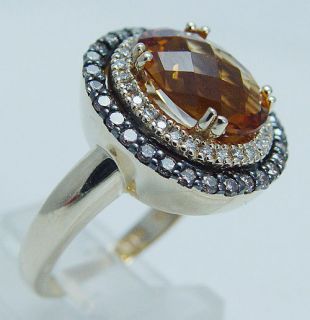 LeVian 14K Gold Citrine Diamond Ring Designer Signed Jewelry Le Vian
