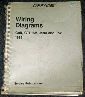 1989 VW Volkswagen Golf GTI 16V Jetta Fox Wiring Diagram Manual