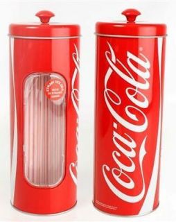 Genuine 23cm Coca Cola Retro Straw Holder/Dispenser new with 50 straws