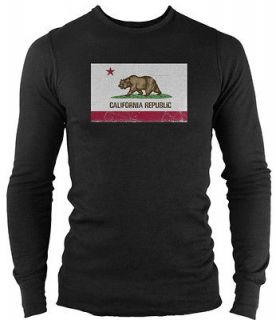 California Republic Mens Long Sleeve Thermal T Shirt State Bear Flag