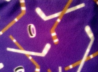 Sport fleece fabric by the yard purple hockey print