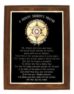 DEPUTY SHERIFFS PRAYER PLAQUE   GREAT GIFT