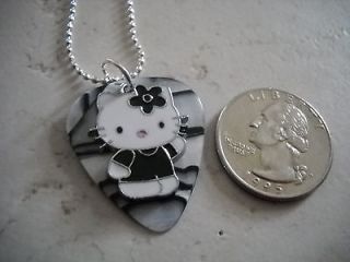 DESIGN YOUR OWN Hello Kitty BLACK/WHITE PEARLIZED Guitar Pick Necklace