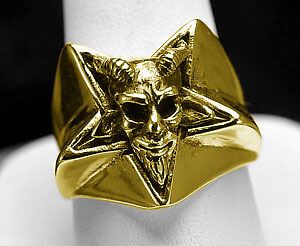 Satanism baphomet Occult Devil Gold plated over real Sterling silver