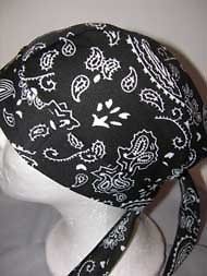 Spandex Black Paisley Dew Doo Rag Sweatband Headwrap