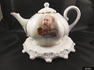 Unusual Edward VII Coronation Teapot & Stand   Most Likely German