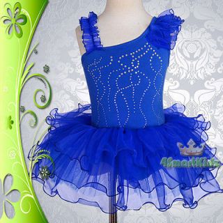 Diamante Royal Blue Girl Ballet Tutu Dance Costume Fancy Dress Kid