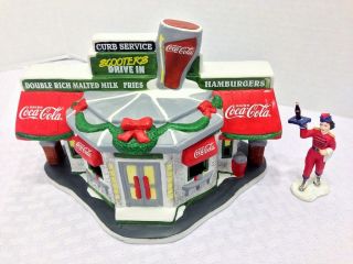 Coca Cola Drive In Restaurant Collectible Christmas Village Roller