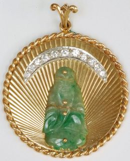 14k gold Jade & Diamond Charm/Pendant