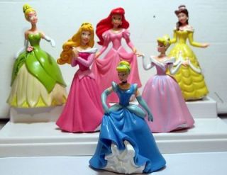 Disney Princess Cinderella Belle Ariel Aurora Figures Lot Of 6pc Cake
