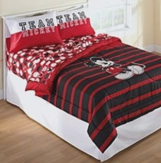 DISNEY MICKEY MOUSE BLACK RED TWIN COMFORTER SHEETS 4PC BEDDING SET