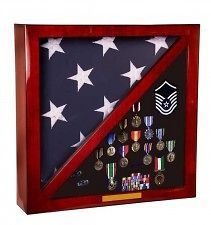 Square Military Flag Case Display Medals, Memorbilia in Rosewood