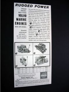 Volvo Gas & Diesel Marine Boat Engines 1960 print Ad