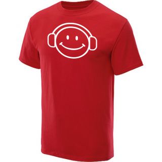 HAPPY DJ FACE T SHIRT FUNNY PARTY TEE WHITE PRN RED XL