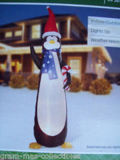AIRBLOWN PENGUIN WAVING W/ RED HAT AND HOLDING A CANDY CANE 9 FT NEW