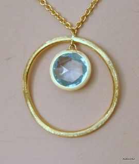 1790 MARCO BICEGO 18K Gold Blue Topaz Circle Pendant Necklace SALE