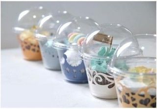 100pcs Clear Cupcake Container Box (Cup+Top) Muffin/Browning/Chocolate