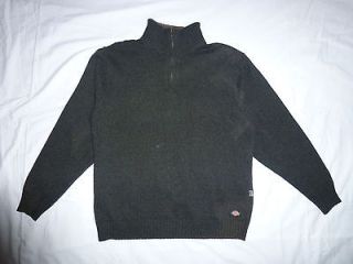 Dickies L Men Turtleneck Pullover Sweater 1/4 Zip Brown Black Fleece