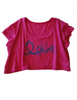 American Apparel Fuchsia Womens Loose Crop Top Love Graphic Sizes OS