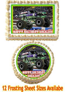 GRAVE DIGGER Birthday Edible Party Cake Sticker Image Cupcake Topper