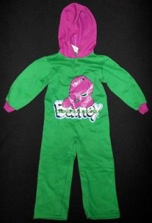 BARNEY DINOSAUR CHILDRENS TODDLER HOODED OUTFIT SLEEPER COSTUME 4T ONE