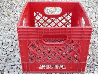 Vintage Dairy Milk Crate Red Plastic Storage Dairy Fresh Thou Shalt