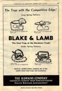 1948 Blake Lamb Steel Leg Hold Traps Hawkins Iver Johnson Bicycles