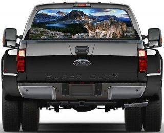 Mountains & Lakes 3 Wolves Rear Window Graphic Decal Sticker Tint