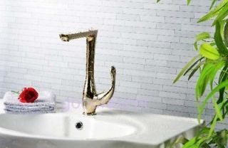 Style Bathroom Vessel Sink Basin Tap Faucet Mixer Single Lever (Gold