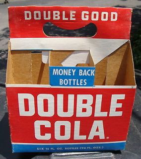 Double Cola 16 Oz. 6 Bottle Carton Carrier 70s Money Back Bottles