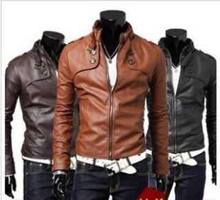 Mens 3 orthochromatic devise System,PU Leather Short Top Jacket Coat