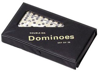 Ivory Double Six Dominoes with Spinners Complete Set Vinyl Case
