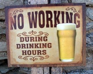 Vintage Style No Working Drinking Beer Sign Metal Retro Ad Wall Garage