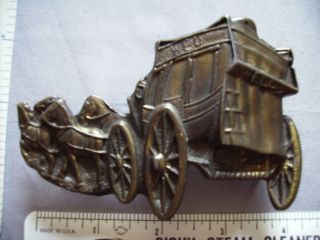 Old Wild West Stage Coach Horses Vintage Belt Buckle 1970s Cut Out
