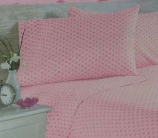 Roxy Sheet Set Angel Baby Pink Polka Dot Queen New 4pc